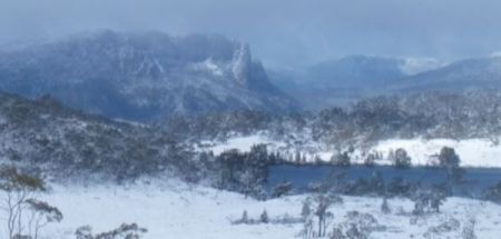 View from the Overland Track (Cradle Mt to Lake St Clair) in winter.